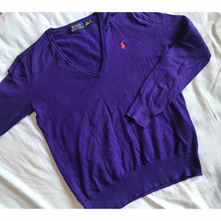 ポロ(POLO（RALPH LAUREN）)のPOLOラルフローレン　薄手ニット　春秋　紫　Vネック(ニット/セーター)