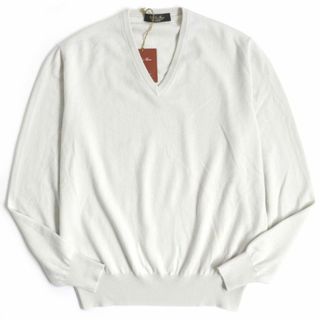 ロロピアーナ(LORO PIANA)の未使用品▼Loro Piana ロロピアーナ FAB6917 クラシック Vネック ベビーカシミヤ100% ニットセーター 白系 50 メンズ 伊製 正規品 タグ付き(ニット/セーター)