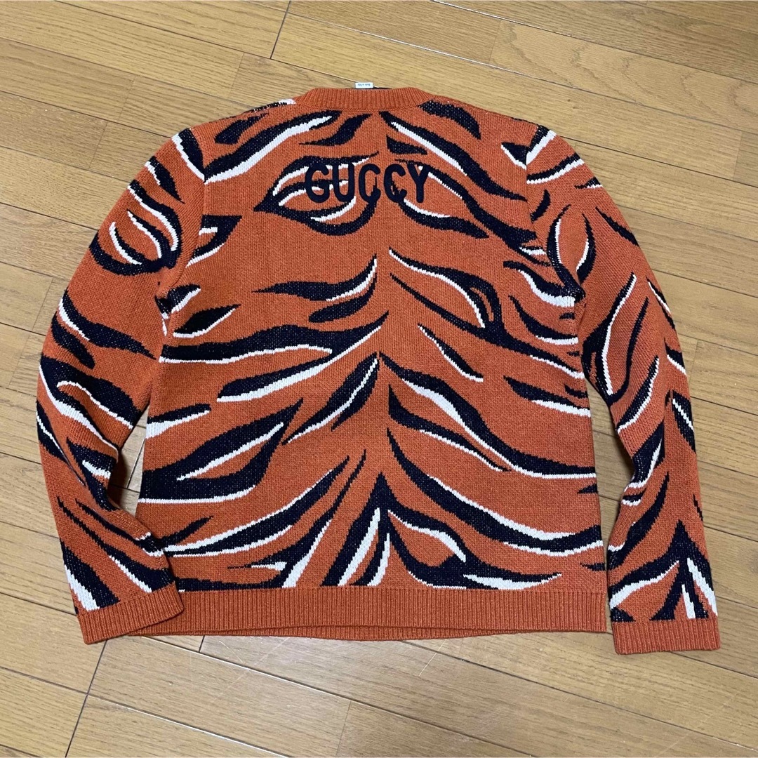 GUCCI - ⚫︎GUCCIグッチオレンジ地ジャガードタイガー柄ニット GUCCI - ⚫︎GUCCIグッチオレンジ地ジャガードタイガー柄ニット