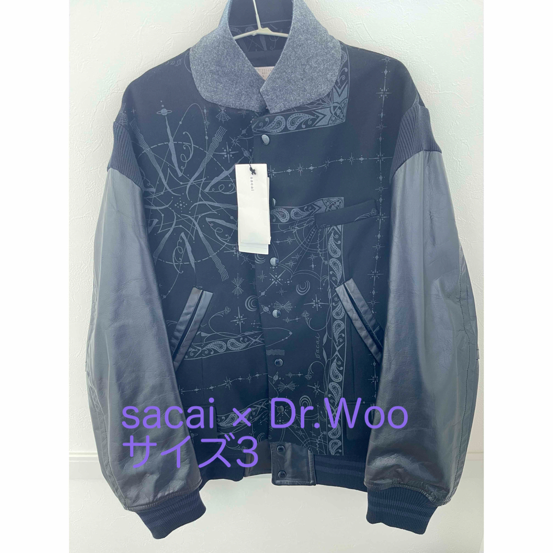 sacai(サカイ)のsacai × Dr.Woo スタジャン　未使用タグ付き　size3 メンズのジャケット/アウター(スタジャン)の商品写真