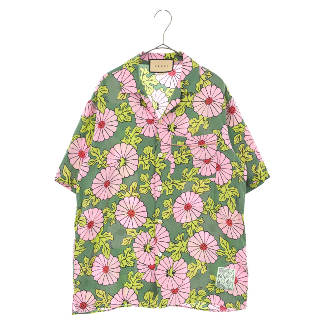 GUCCI グッチ ×Ken Scott Floral Bowling Shirt フローラルボーリング シルク半袖シャツ グリーン 649832  ZAGAK | フリマアプリ ラクマ