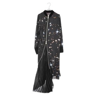 サカイ(sacai)のSacai サカイ 20AW Star Print Dress スタープリント プリーツワンピースドレス 長袖ロング丈ワンピース ブラック/マルチ レディース 20-05287(ロングワンピース/マキシワンピース)