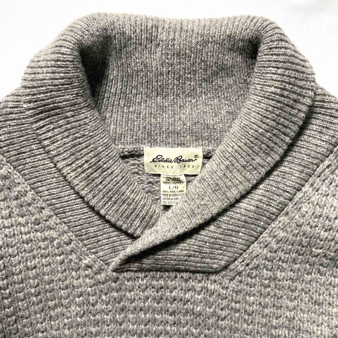 Eddie Bauer(エディーバウアー)のEddie Bauer セーター ニット ショールカラー 90s グレー L メンズのトップス(ニット/セーター)の商品写真