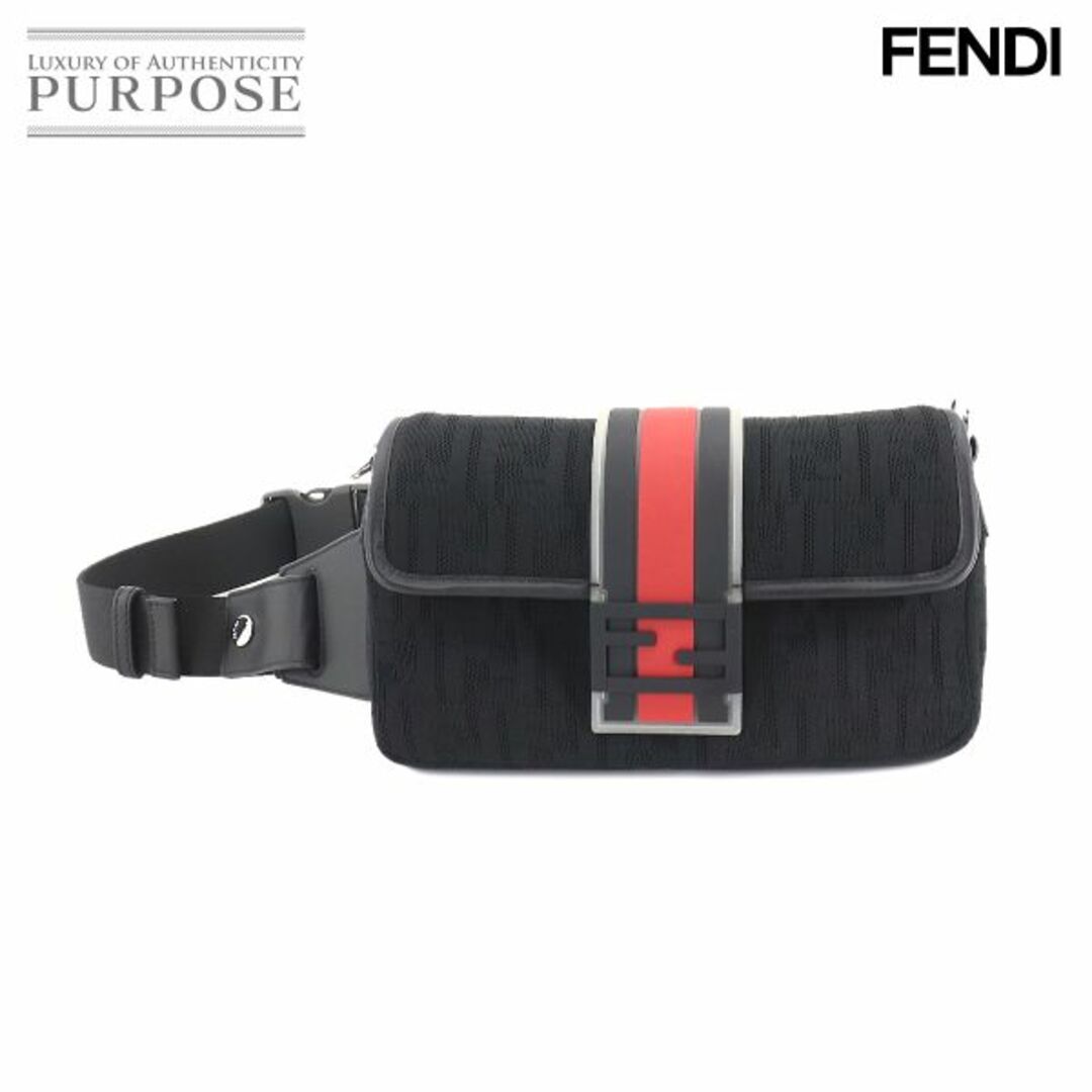 未使用 展示品 フェンディ FENDI バゲット レギュラー ボディ ショルダー バッグ ナイロン レザー ネロ パラディオ シルバー 金具 7VA472 VLP 90188167