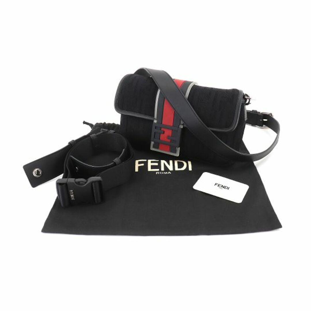 未使用 展示品 フェンディ FENDI バゲッド レギュラー ボディ ショルダー バッグ キャンバス レザー ブラウン シルバー 金具 7VA472 VLP 90213120