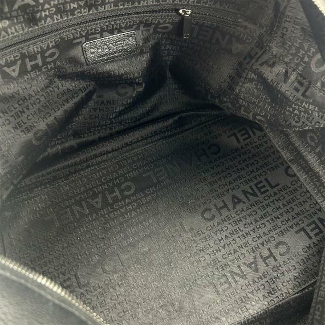 シャネル ハンドバッグ ボストン チョコバー 8番台 ブラック キャビアスキン ココマーク シルバー金具 シンプル シック レディース 女性 CHANEL hand bag caviarskin leather coco boston black