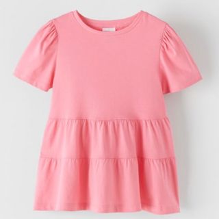 ザラ(ZARA)の新品☆ZARA ザラ 裾フリルトップス ピンク Barbie バービー(Tシャツ(半袖/袖なし))