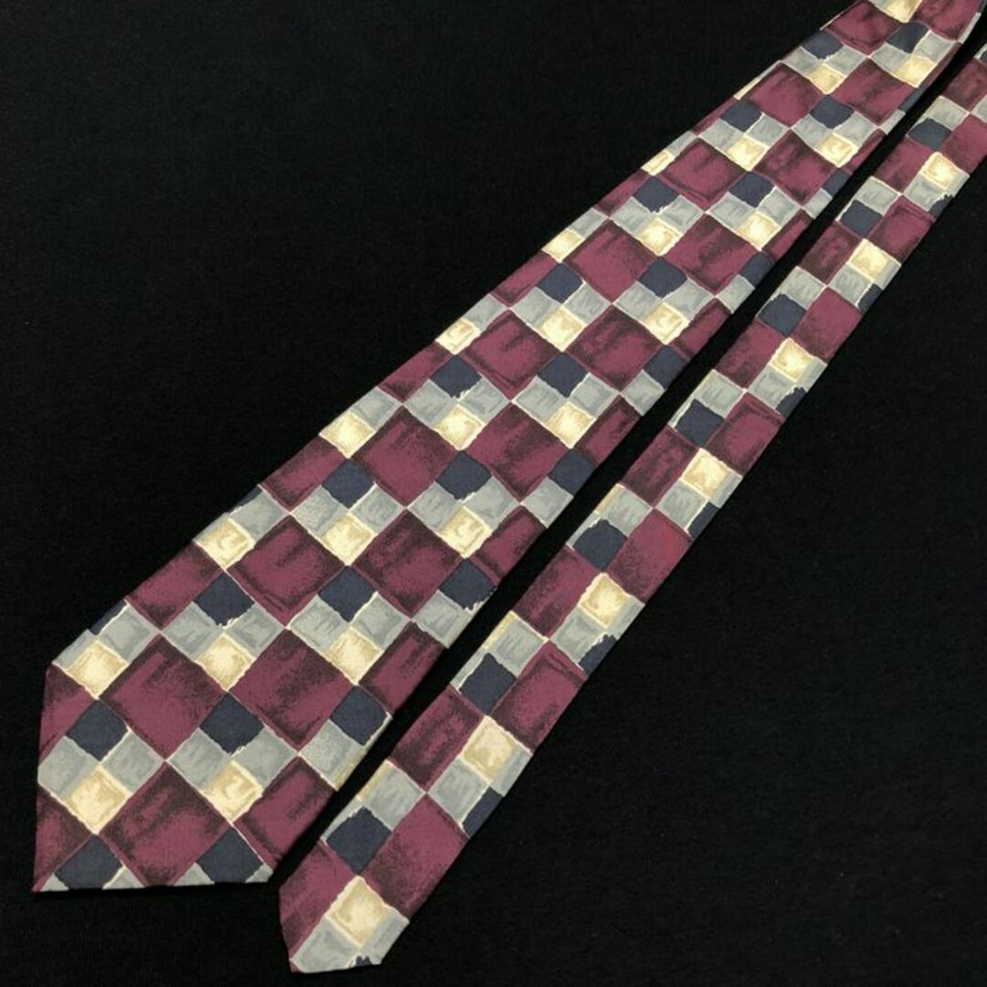 Jim Thompson(ジムトンプソン)のジムトンプソン スクエアパターン パープル＆グレー ネクタイ A105-K03 メンズのファッション小物(ネクタイ)の商品写真
