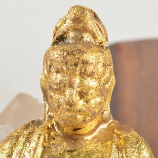 仏教美術 銅塗金 銀滴装飾 水晶観音像 仏像 置物 唐木台付 D R6075C-