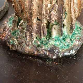 仏教美術　銅塗金　銀滴装飾　水晶観音像　仏像　置物　唐木台付　D　R6075C