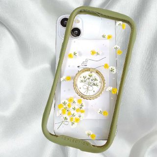 iPhoneケース　スマホケース　ハンドメイド　ミモザの携帯カバー(iPhoneケース)