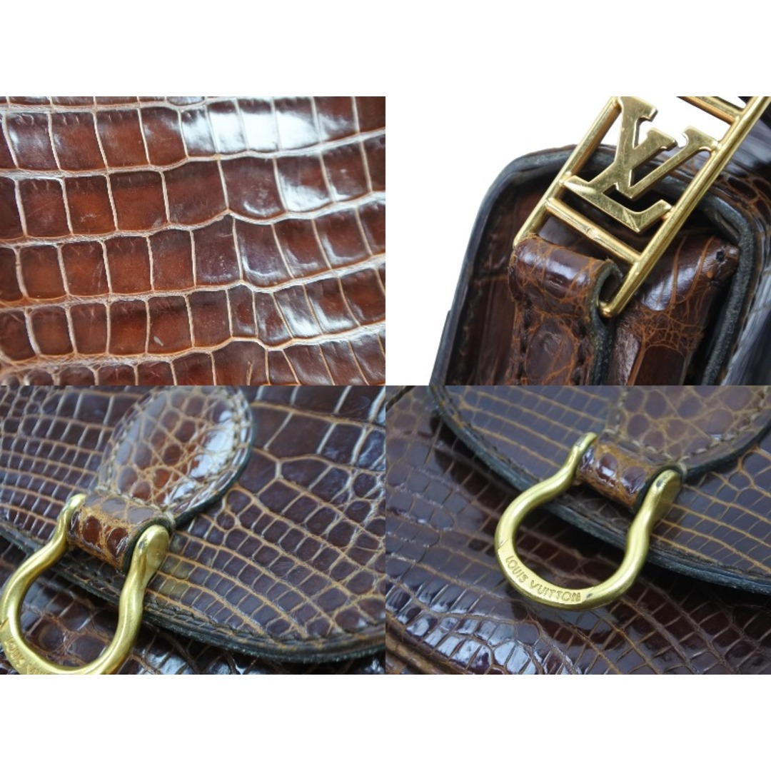 LOUISVUITTON ルイヴィトン ミニサンクルー 斜め掛けショルダーバッグ M4879 クロコダイル ブラウン ゴールド 美品  52472