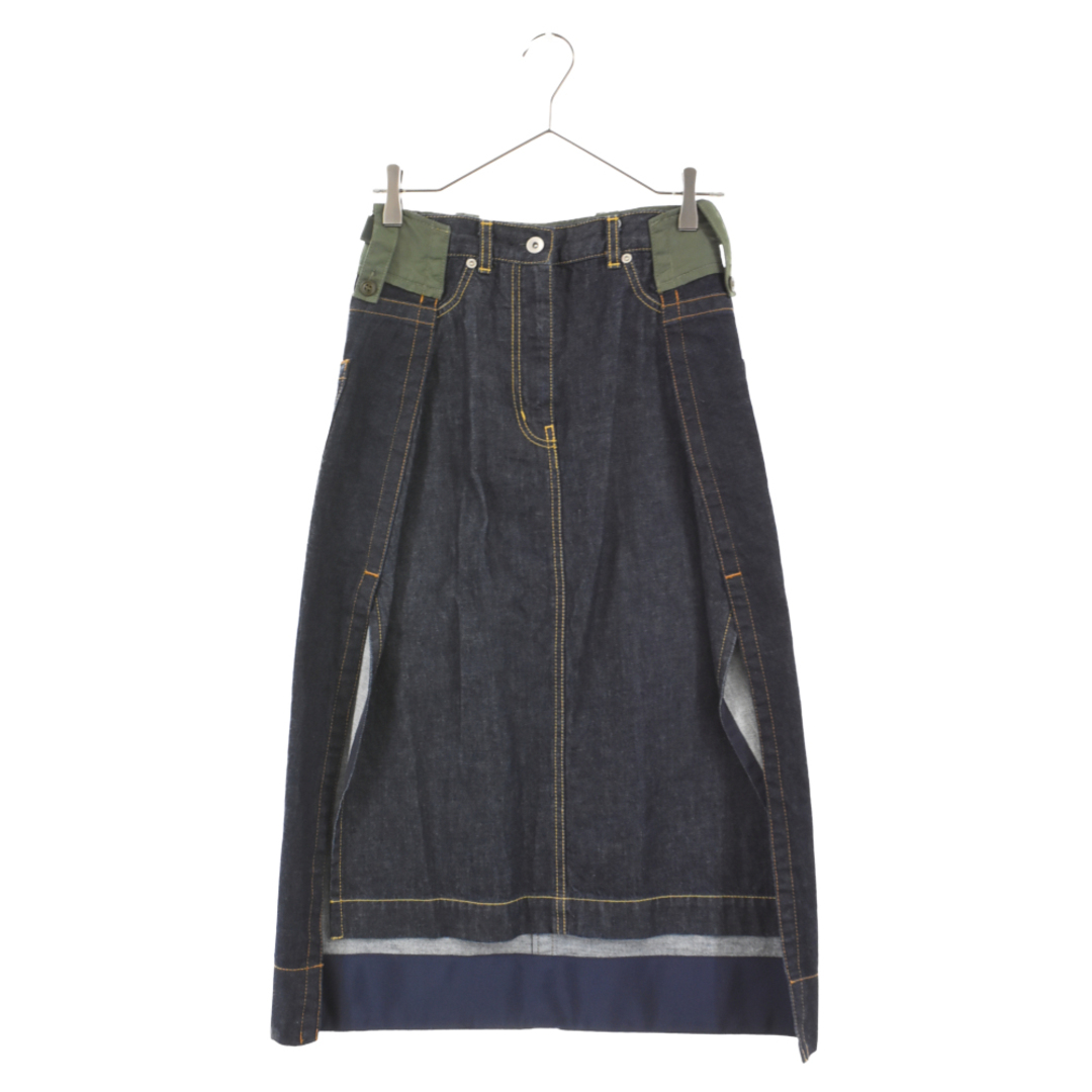 Sacai サカイ 20SS Denim Skirt ナイロンツイルドッキングデニムスカート インディゴネイビー/カーキ レディース 20-04926 | フリマアプリ ラクマ