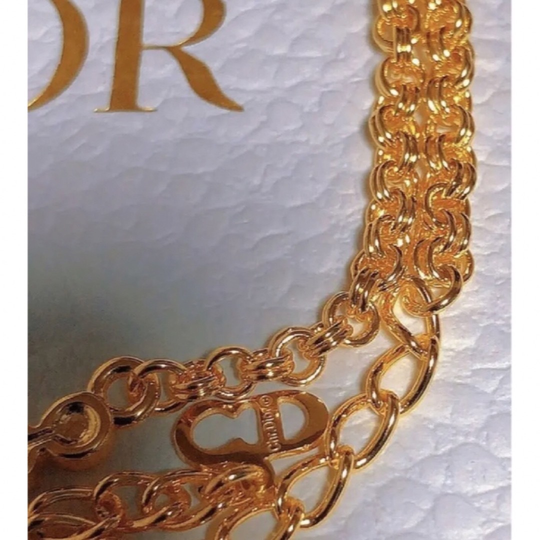 Dior シンプル ネックレス ゴールド CDロゴ キラキラ ストーン