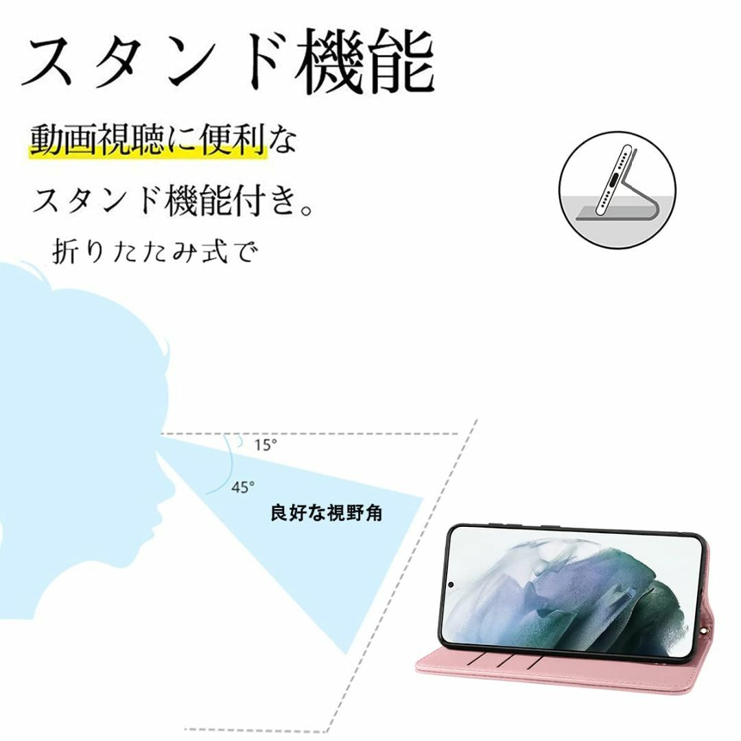 【色: ピンク】Galaxy A54 5G ケース 手帳 高質PUレザー Gal 2