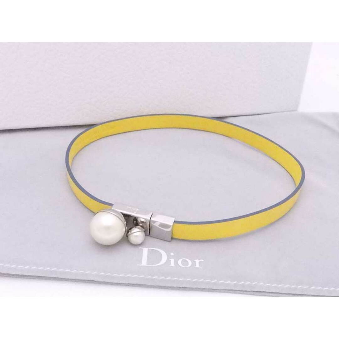 クリスチャンディオール Christian Dior チョーカー レザー/フェイクパール ブルー×イエロー レディース 送料無料 h28790f商品番号