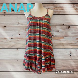 アナップ(ANAP)の【美品】ANAP ミニワンピース　ビーチ　海　プール　ビキニ　カラフル(ミニワンピース)