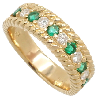 ノーブランドリング・指輪 エメラルド ダイヤ リング K18 イエローゴールド YG ゴールド金 グリーン緑 40802059946(リング(指輪))