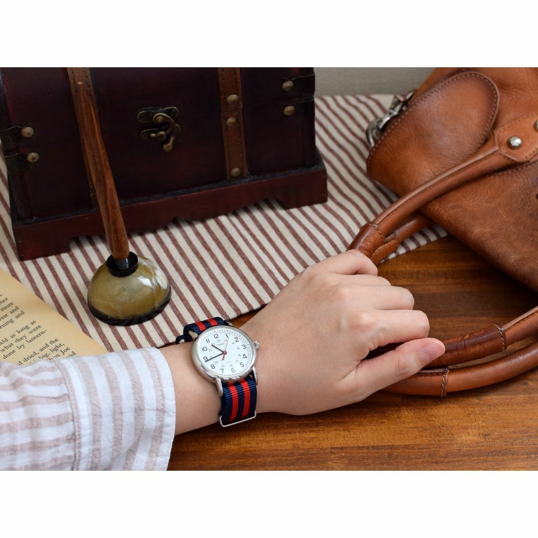 NATOベルト18mm 時計ベルト  ネイビーダブルレッド 腕時計ベルト レディースのファッション小物(腕時計)の商品写真