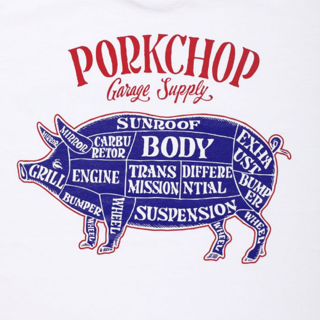 PORKCHOP ポークチョップ　PORK BACK TEE ホワイト　Lサイズ