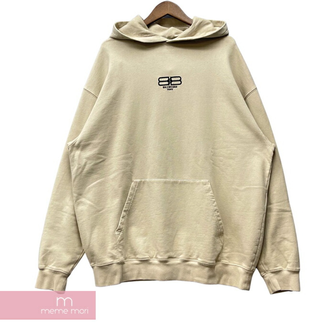 BALENCIAGA 2022AW BB Paris Icon Hoodie Medium fit 570811 TMVG6 バレンシアガ ミディアムフィットBBパリアイコンフーディ プルオーバーパーカー ロゴ刺繍 ベージュ サイズM【230724】【新古品】【me04】