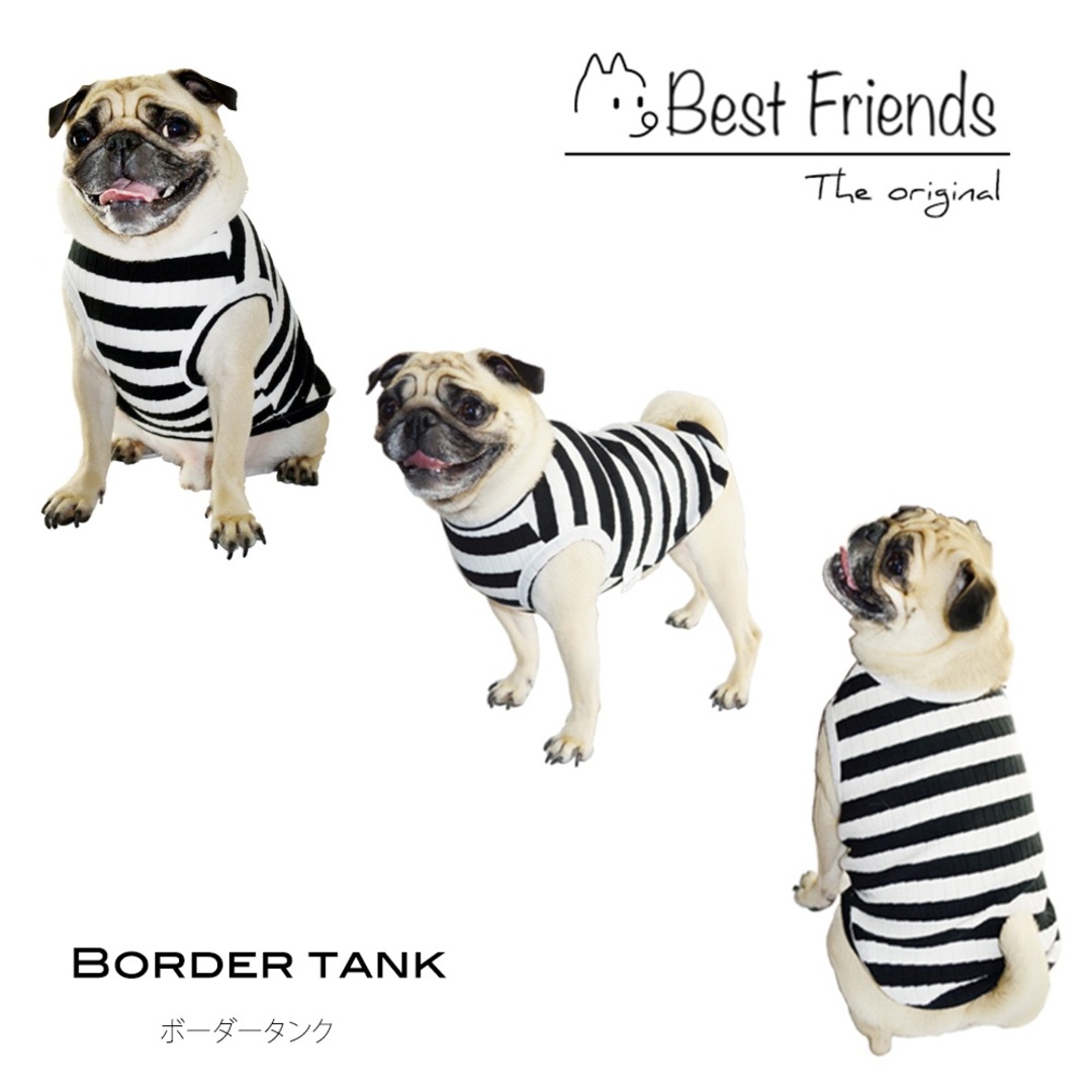 韓国　Best Friends ボーダータンク　タンクトップ　トップス　白黒　M その他のペット用品(犬)の商品写真