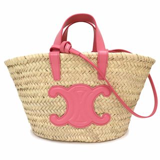 CELINE CELINE Handbag Tote 194002CGG.25FO Raffia Beige Pink Used Women 2way  194002CGG.25FO