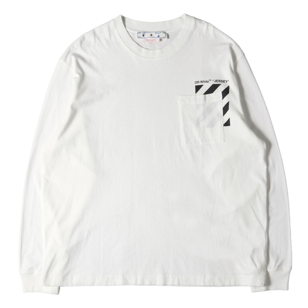 OFF-WHITE オフホワイト Tシャツ サイズ:XXL 22SS ロゴプリント ロングスリーブ ポケット クルーネック Tシャツ DIAG PKT SKATE L/S TEE ホワイト 白 トップス カットソー 長袖 【メンズ】Tシャツ/カットソー(七分/長袖)