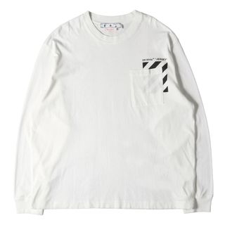 オフホワイト(OFF-WHITE)のOFF-WHITE オフホワイト Tシャツ サイズ:XXL 22SS ロゴプリント ロングスリーブ ポケット クルーネック Tシャツ DIAG PKT SKATE L/S TEE ホワイト 白 トップス カットソー 長袖 【メンズ】【中古】(Tシャツ/カットソー(七分/長袖))