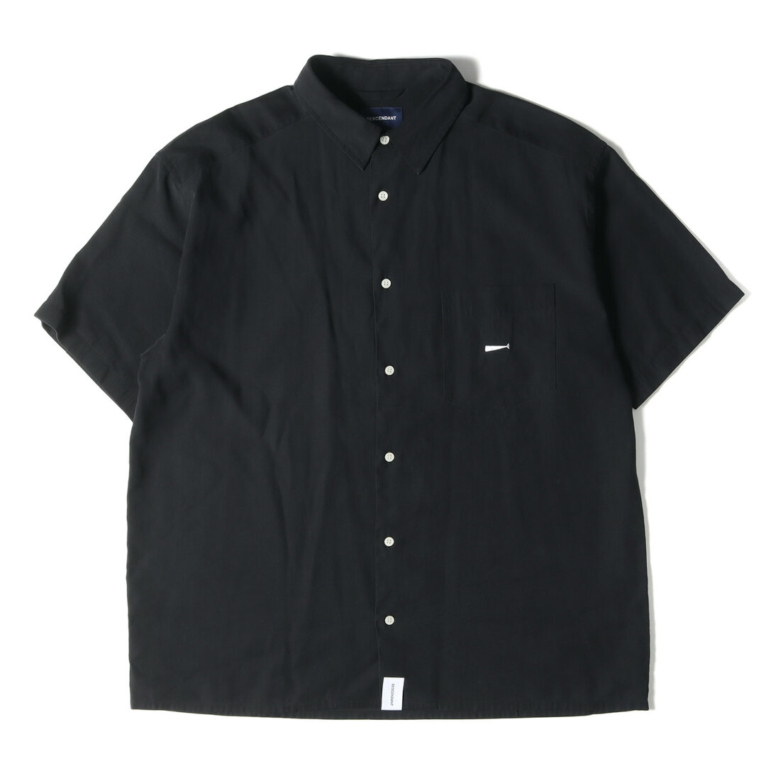 DESCENDANT ディセンダント シャツ サイズ:3 20SS ワンポイント刺繍 レーヨン 半袖 シャツ KENNEDYS RAYON SS SHIRT STANDARD ブラック 黒 トップス カジュアルシャツ  【メンズ】