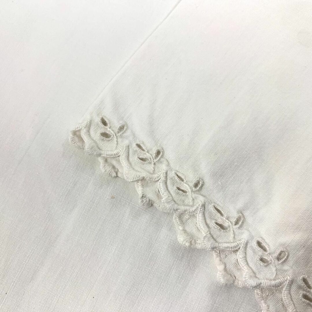 フランス アンティーク ヴィンテージ 花柄 スカラップ 刺繍 半袖 ワンピ