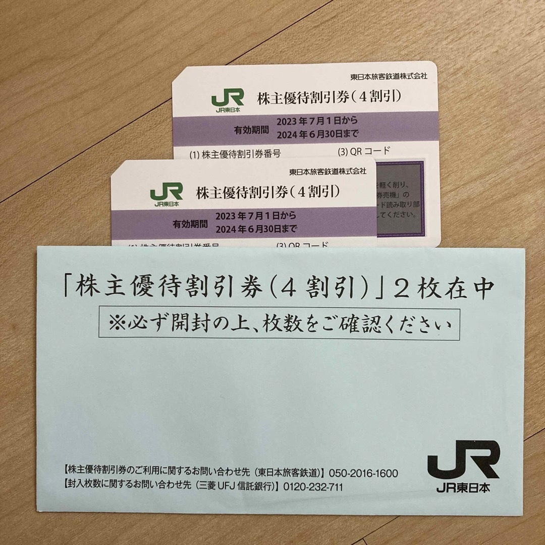JR東日本 株主優待割引券 2枚セット 2024年6月30日