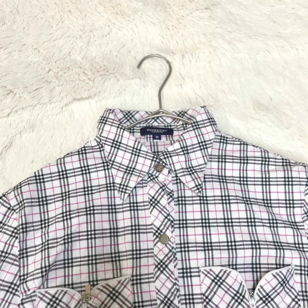 BURBERRY(バーバリー)の希少モデル BURBERRY ノバチェック シャツ 金具 ピンク ボタン 総柄 レディースのトップス(シャツ/ブラウス(長袖/七分))の商品写真