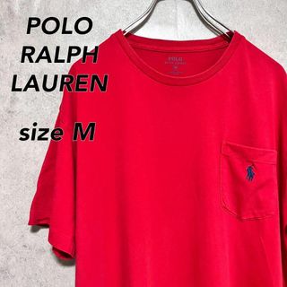 ポロラルフローレン(POLO RALPH LAUREN)の178 ポロラルフローレン UネックTシャツ 刺繍ロゴ レッド M(Tシャツ/カットソー(半袖/袖なし))