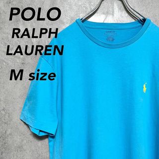 ポロラルフローレン(POLO RALPH LAUREN)のポロラルフローレン UネックTシャツ 刺繍ロゴ アクアブルー M(Tシャツ/カットソー(半袖/袖なし))