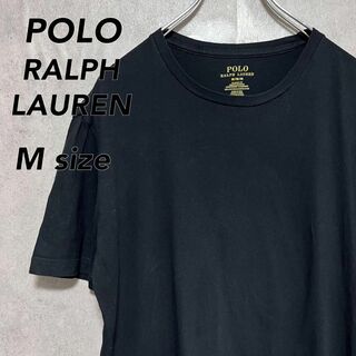 ポロラルフローレン(POLO RALPH LAUREN)のポロ ラルフローレン UネックTシャツ 刺繍ロゴ ブラック M(Tシャツ/カットソー(半袖/袖なし))