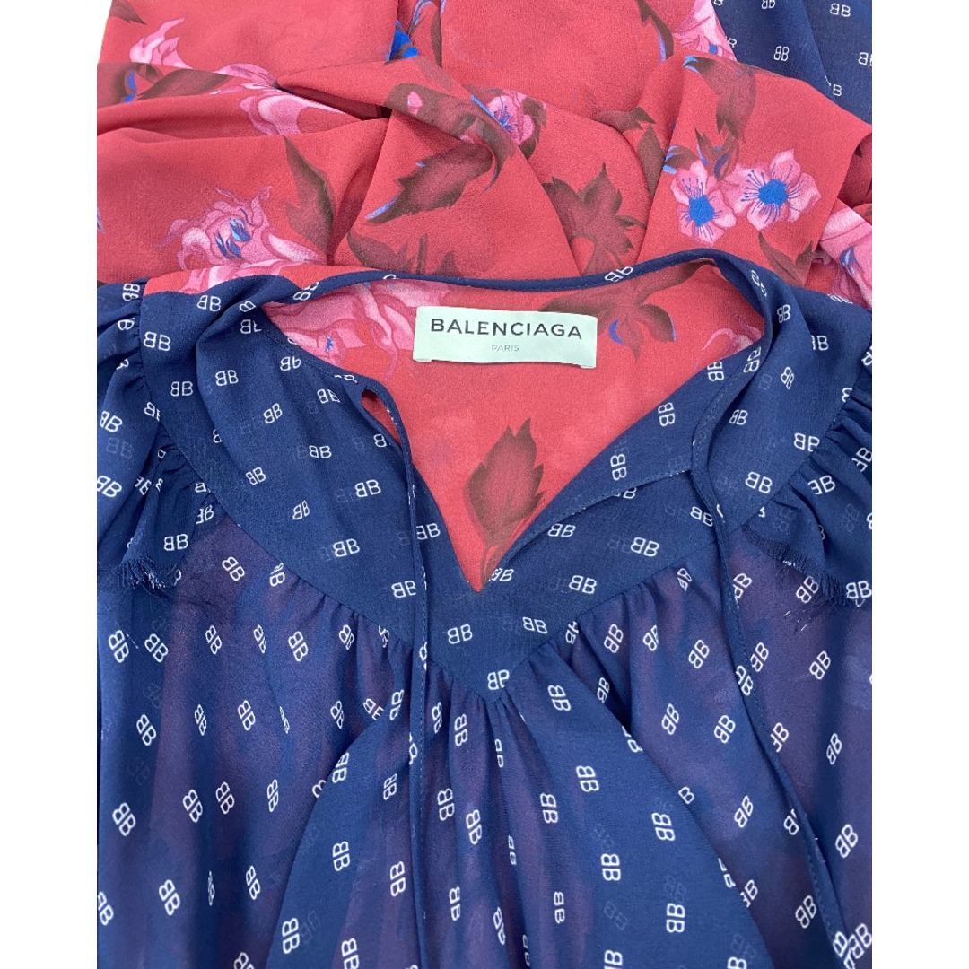 Balenciaga(バレンシアガ)の[USED/中古]BALENCIAGA バレンシアガ ワンピース シフォン切替ワンピース ネイビー 花柄 34 BBロゴフラワー 2018Resort TYA013967 ネイビー レッド TYA013967 中古 tdc-001275-4d レディースのワンピース(その他)の商品写真