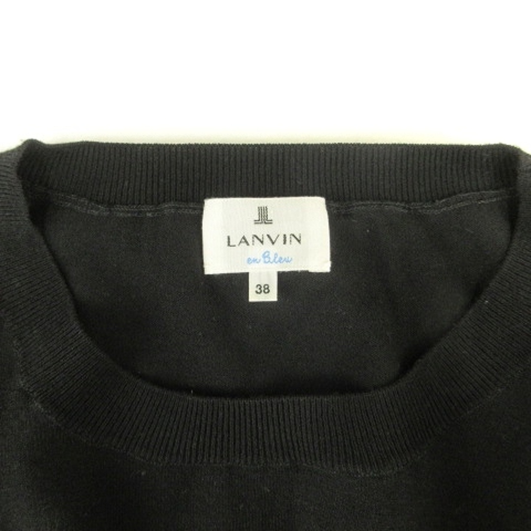 LANVIN en Bleu(ランバンオンブルー)のランバンオンブルー  ニット セーター カットソー 袖フリル ブラック 38 レディースのトップス(カットソー(半袖/袖なし))の商品写真