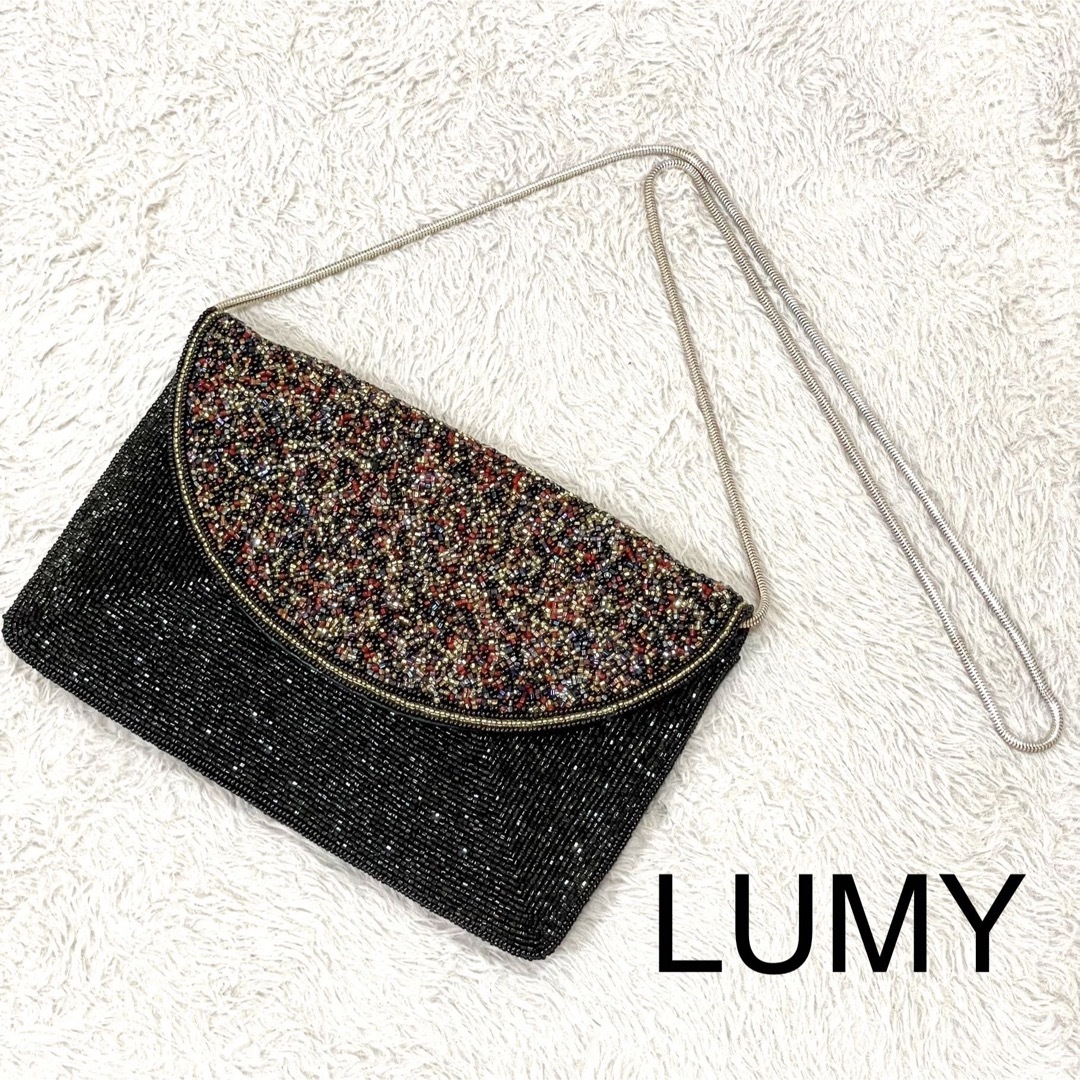 美品】LUMY はしもと 皇室御用達 ビーズバッグ チェーンショルダー