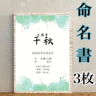 命名書　厚口上質用紙　男の子デザイン　(命名紙)