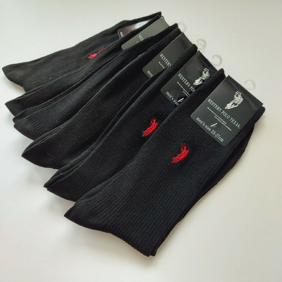 POLO/ウエスタンポロ★紳士用 綿混リブソックス/黒×6足セット メンズ 靴下 メンズのレッグウェア(ソックス)の商品写真