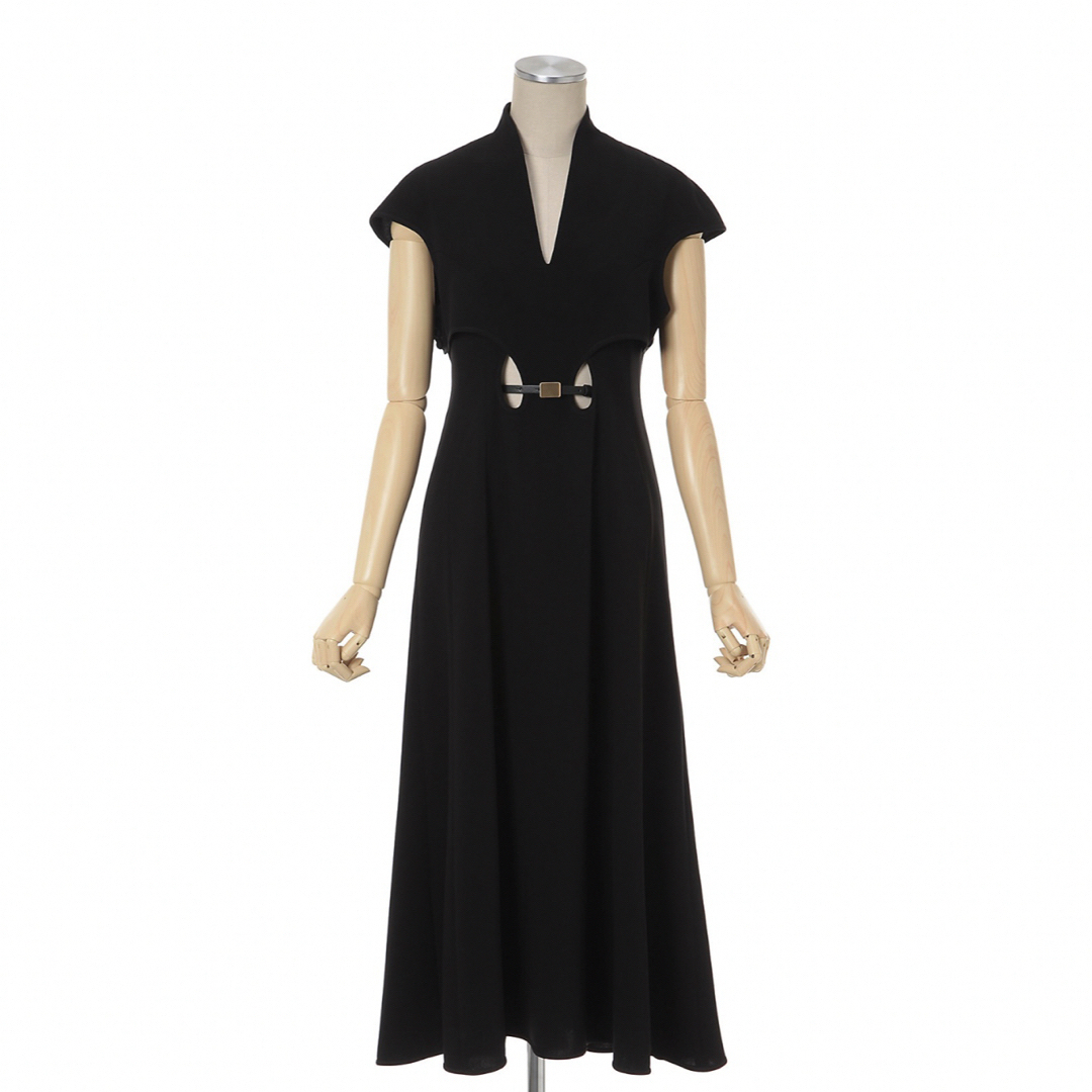 mame flared hole dress with leather belt
