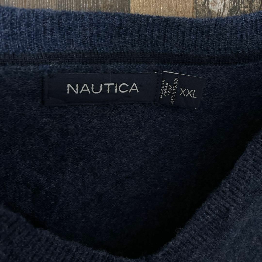 ノーティカ メンズ セーター ロゴ ネイビー 2XL ニット USA古着 長袖