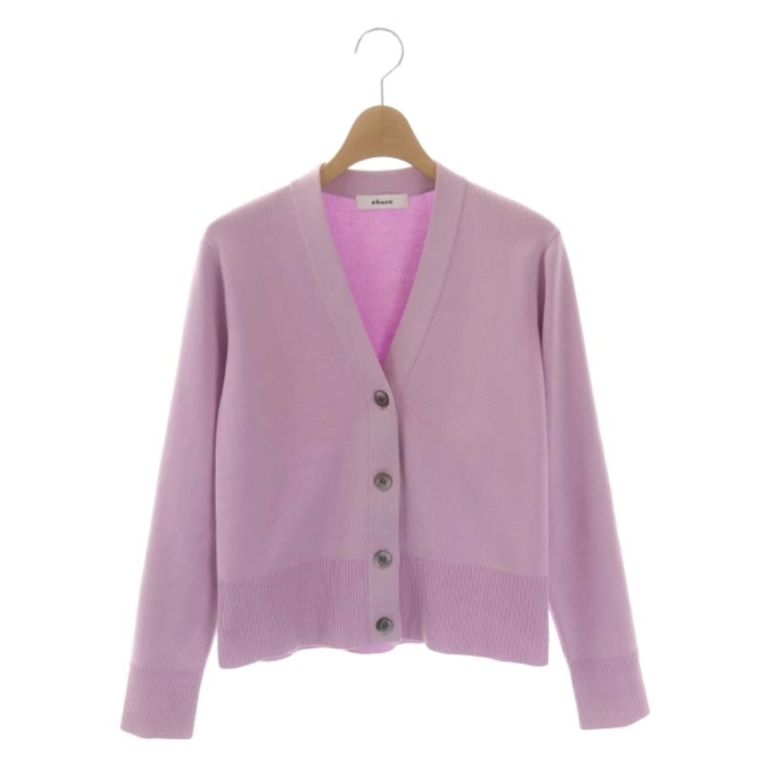 【美品】  ebure / エブール | × RonHerman ロンハーマン Silk Cotton Knit V Neck Cardigan シルク コットン Vネック ニット カーディガン | ネイビー | レディース