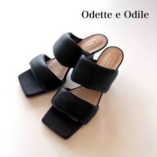 オデットエオディール(Odette e Odile)の【Odette e Odile】ふくれ ダブルストラップサンダル ミュール 黒(ミュール)