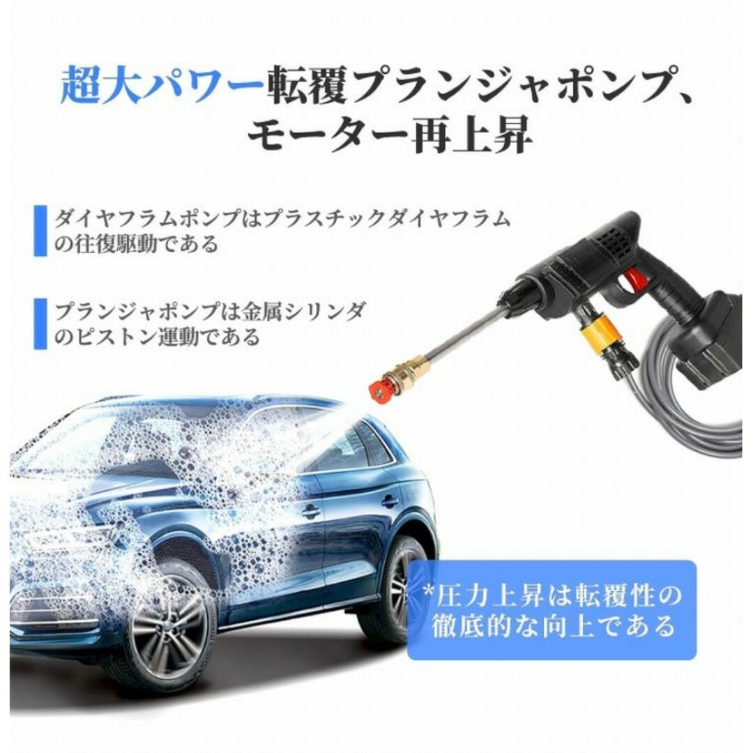 高圧洗浄機 コードレス 充電式  洗車機 バッテリー 収納ボックス 3種モード