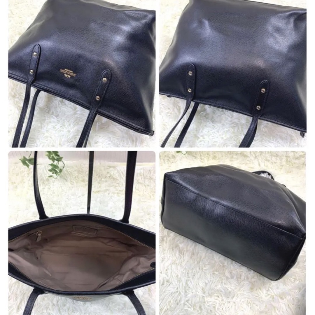297. 美品 COACH コーチ トートバッグ チャーム レザー 馬車金具 黒