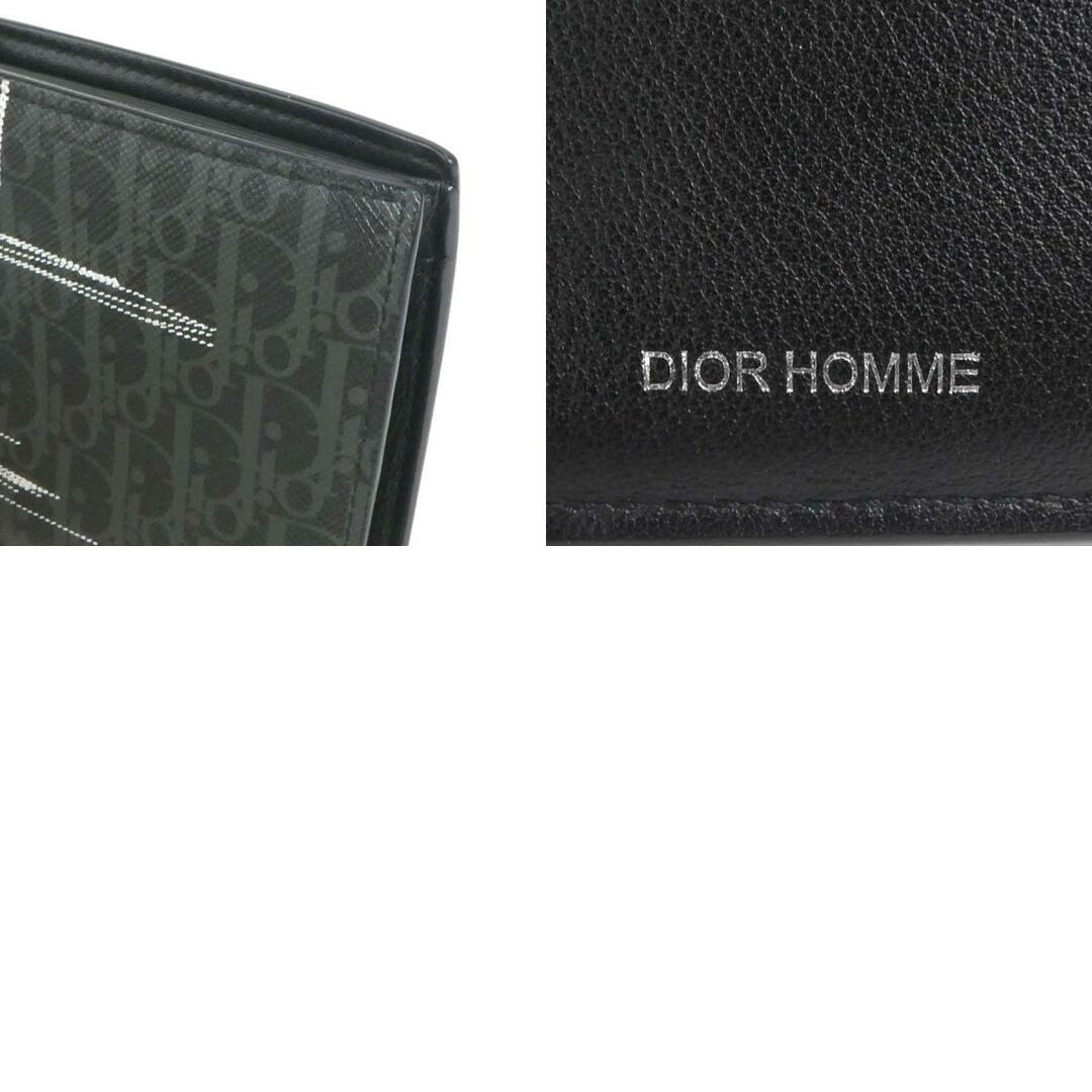 ディオール オム DIOR HOMME 二つ折り財布 レザー ブラック系 メンズ 送料無料【中古】 h29578g