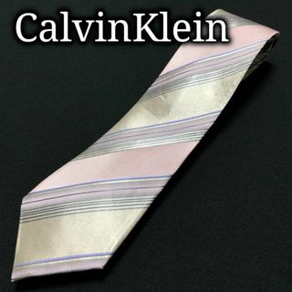 カルバンクライン(Calvin Klein)のカルバンクライン レジメンタル ピンク＆ライトグレー ネクタイ A105-N06(ネクタイ)