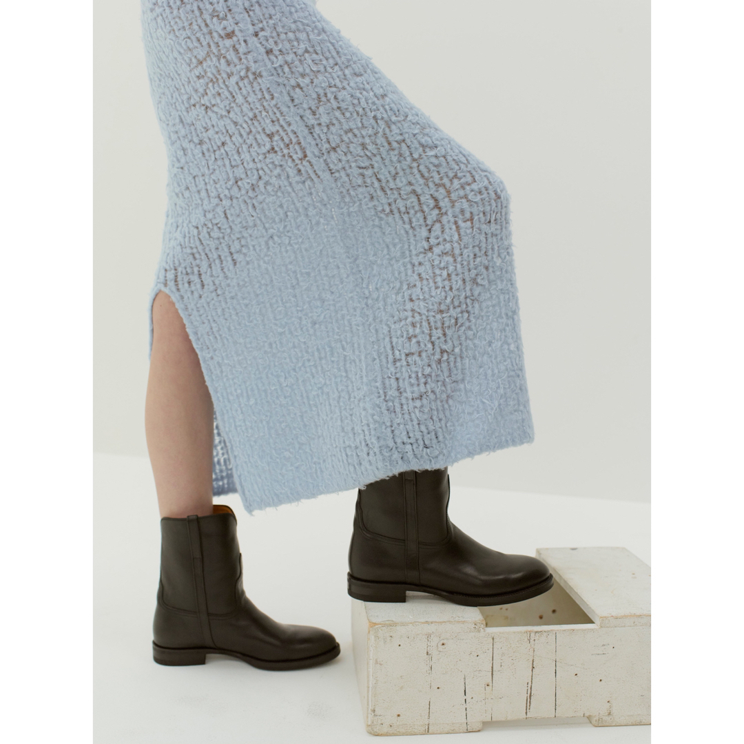 AURALEE MILLED WOOL MOAL KNIT SKIRT-